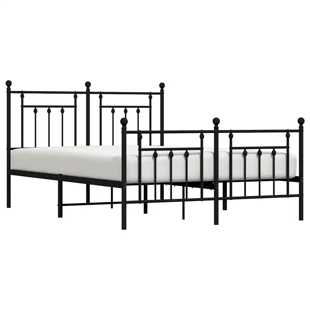 Giroletto con Testiera e Pediera Metallo Nero 140x200 cm 353556