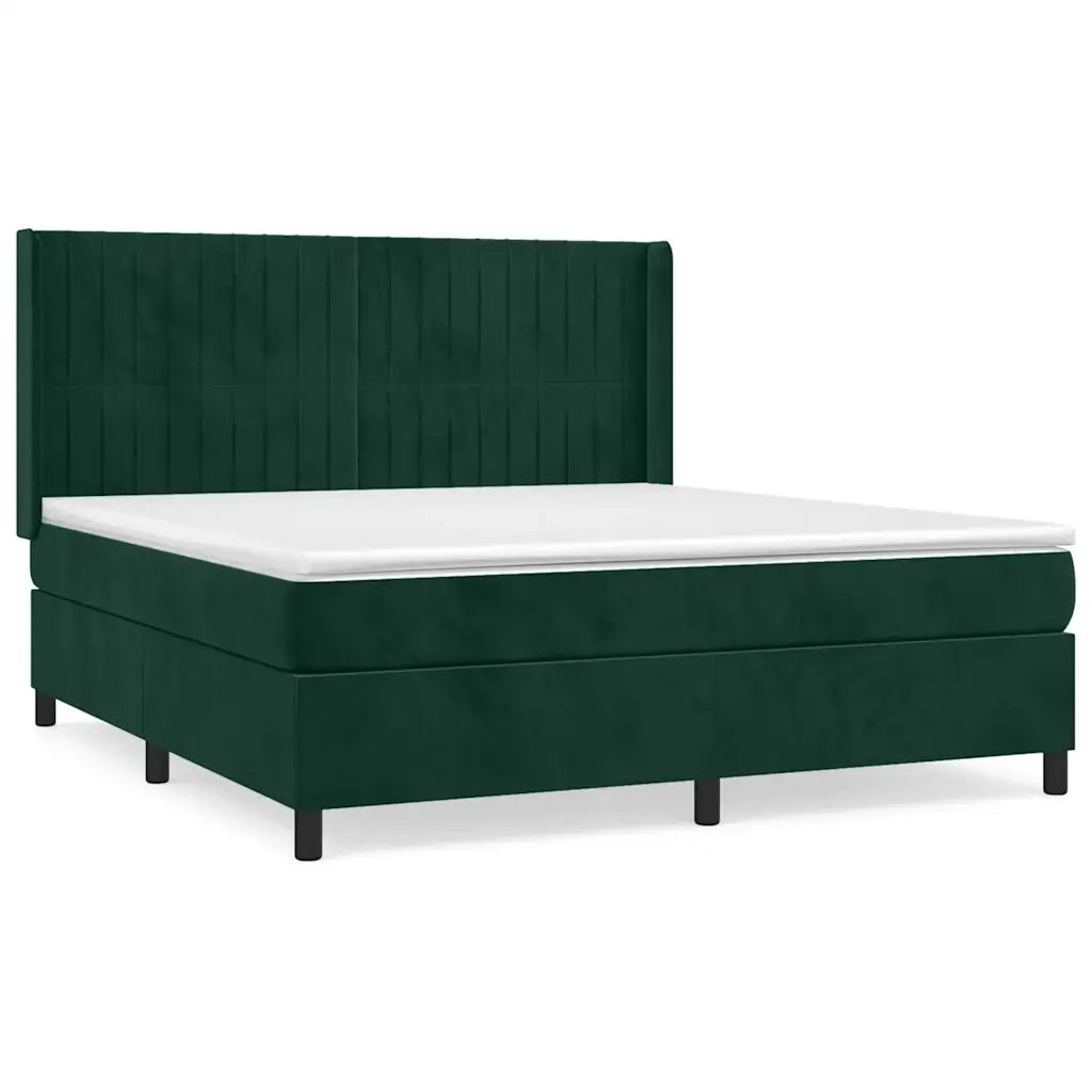 Giroletto a Molle con Materasso Verde Scuro 160x200 cm Velluto 3132810