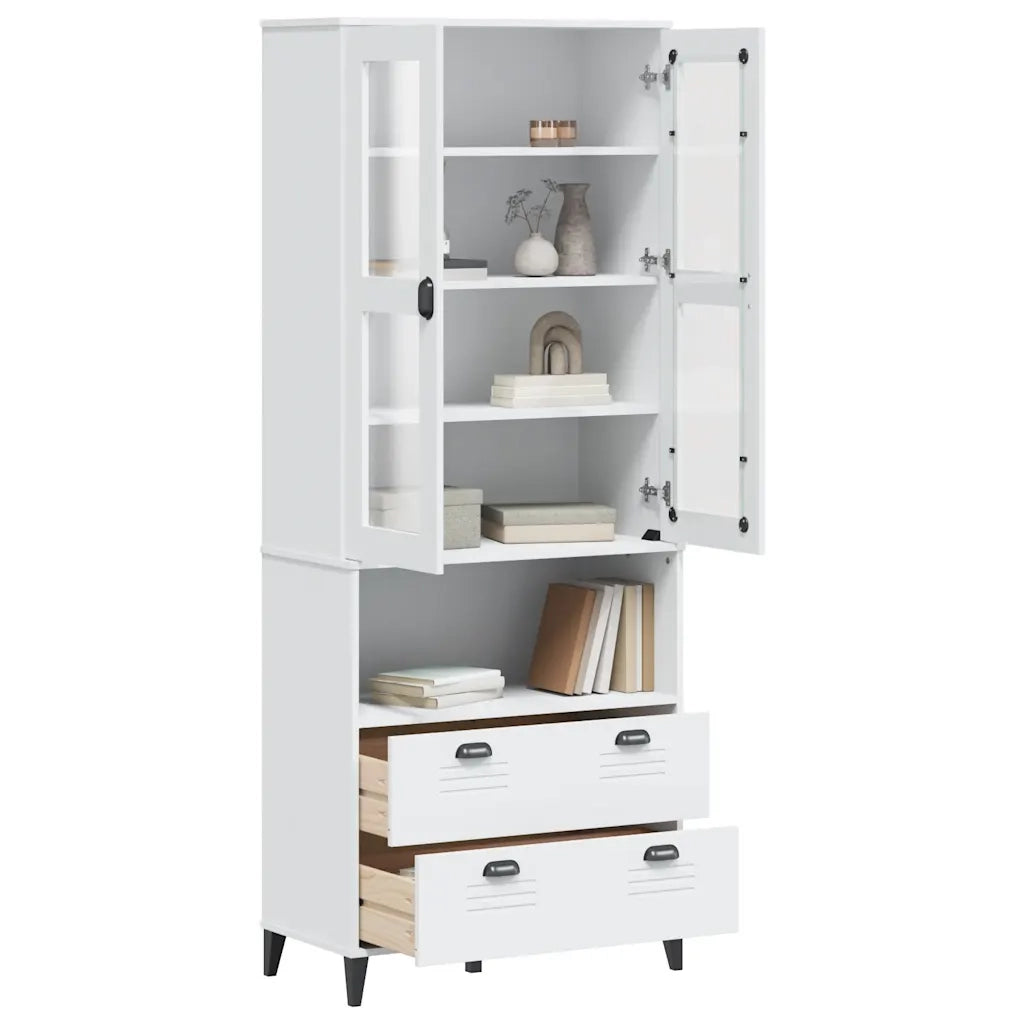 Credenza VIKEN Bianca 80x40x200 cm in Legno Massello di Pino 3207141