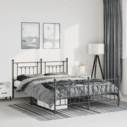 Giroletto con Testiera e Pediera-Struttura Letto Metallo Nero 135x190 cm 670287
