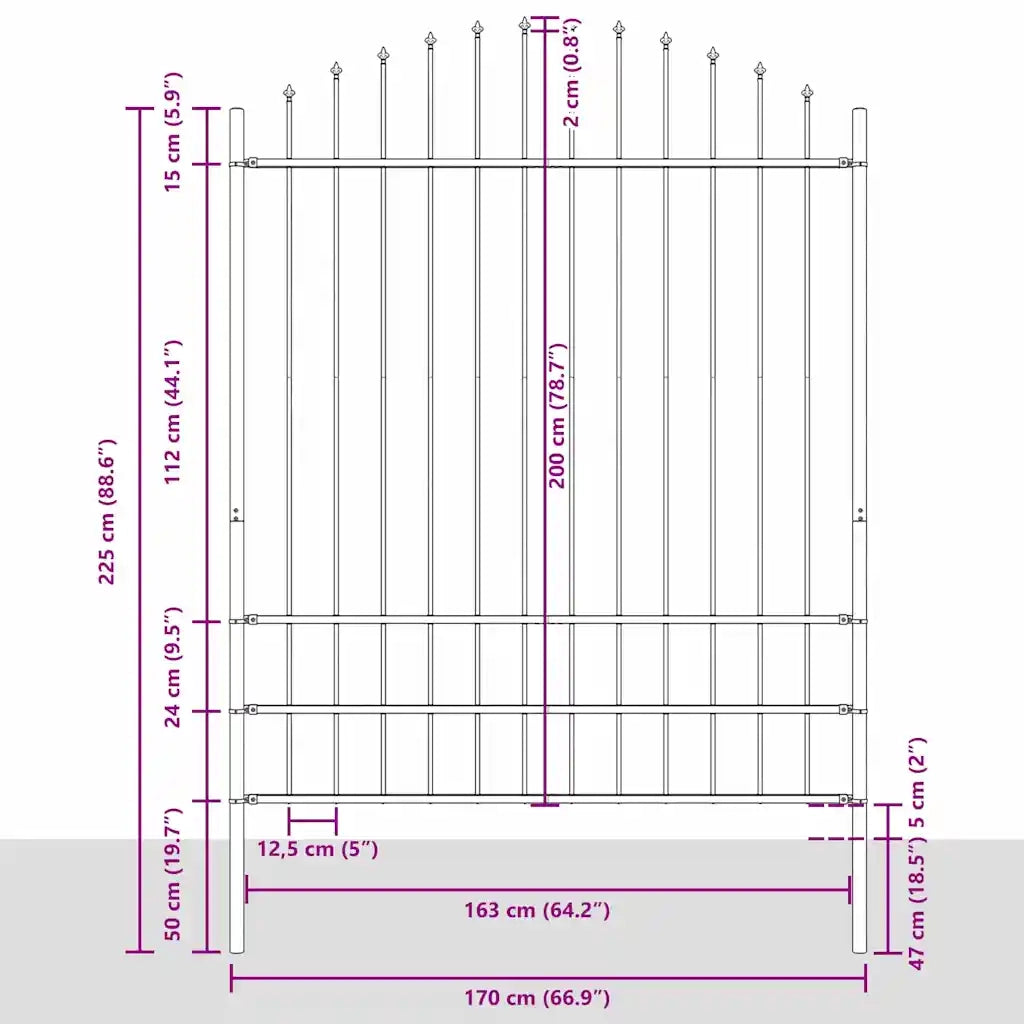 Recinzione per Giardino 3 pcs Grigio 170 x 225 cm 3360105