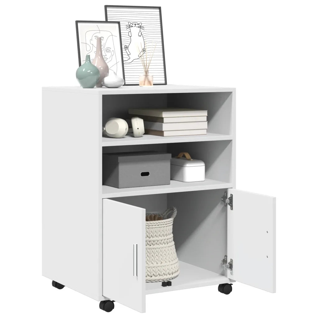 Mobiletto con Ruote Bianco 60x48x81 cm in Truciolato CFW2152424