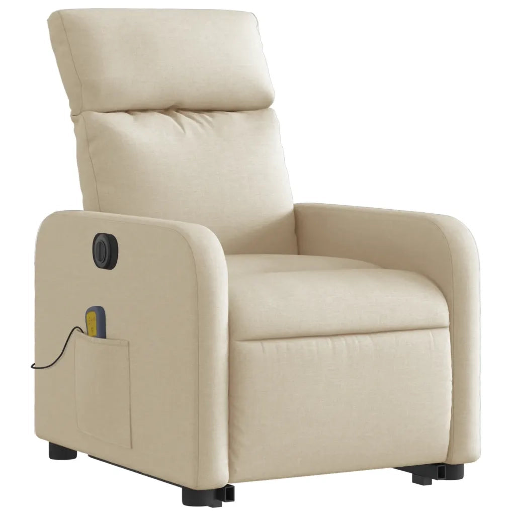 Poltrona Alzapersona Massaggiante Elettrica Crema in Tessuto 3206734