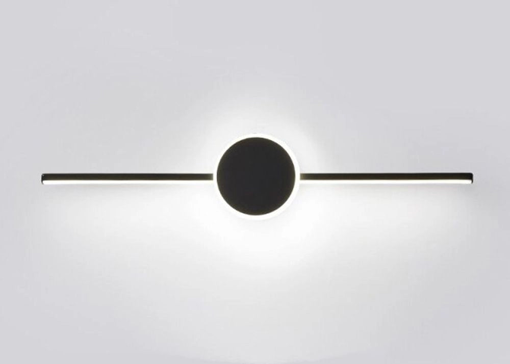 Lampada Da Muro Da Bagno Led Sopra Specchio 60cm APP849-1W Round Black