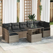 Set Divano da Giardino con cuscino 8 pcs Grigio polyrattan 3348775