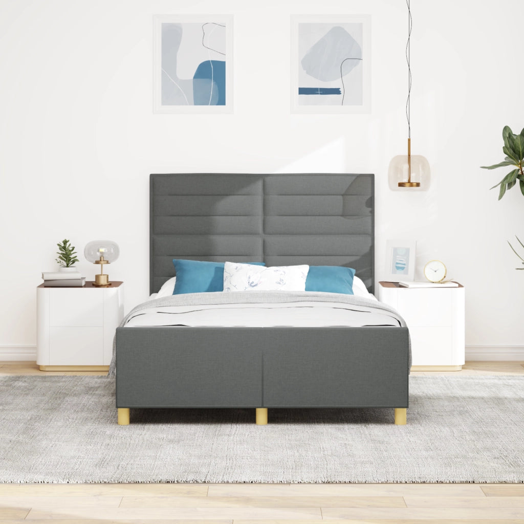 Letto in tessuto grigio scuro 140x200 cm