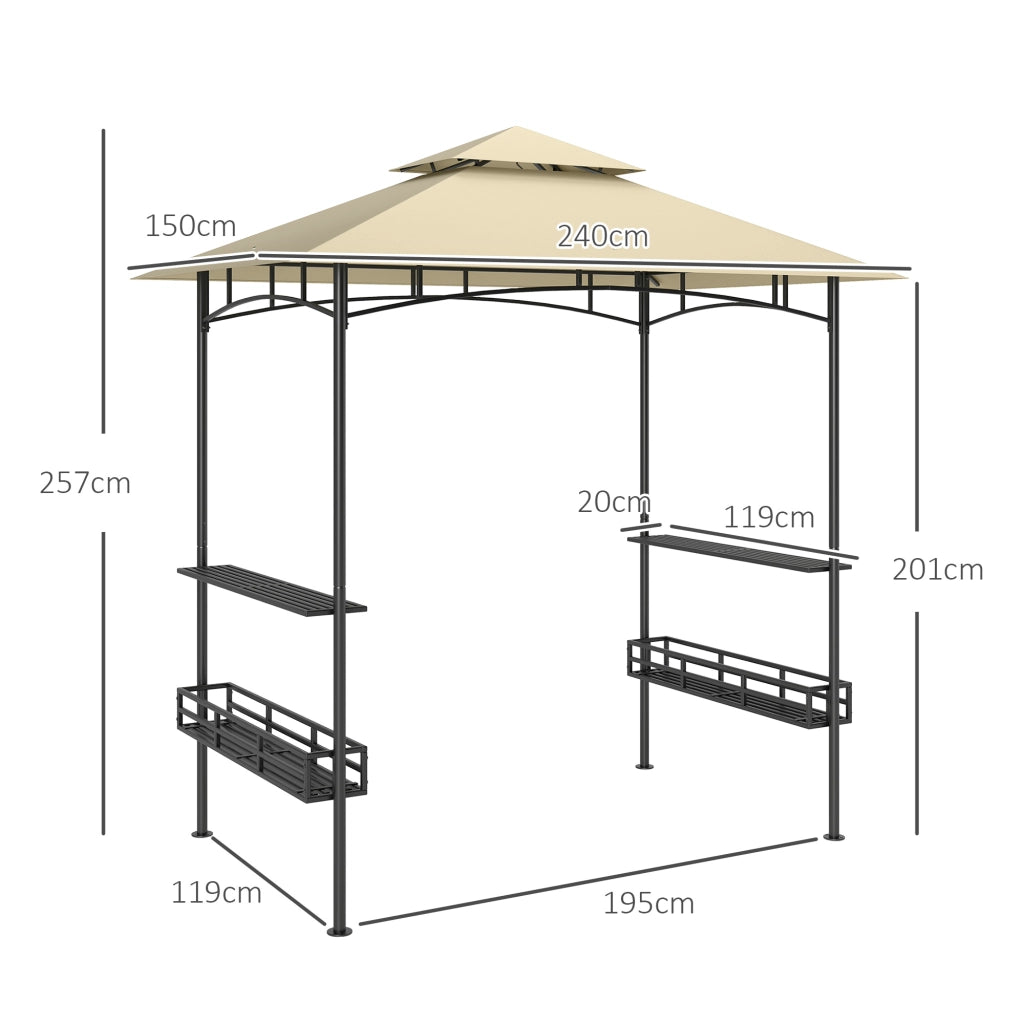 GAZEBO PER GRIGLIA 240x150x257 cm in acciaio Beige