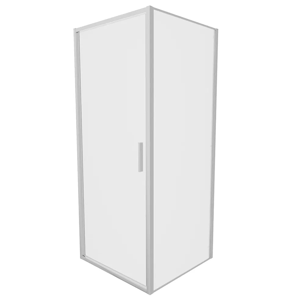 Box doccia slim 80x80cm con porta a battente e parete fissa profili cromati e vetro 6mm opaco h190| Portofino