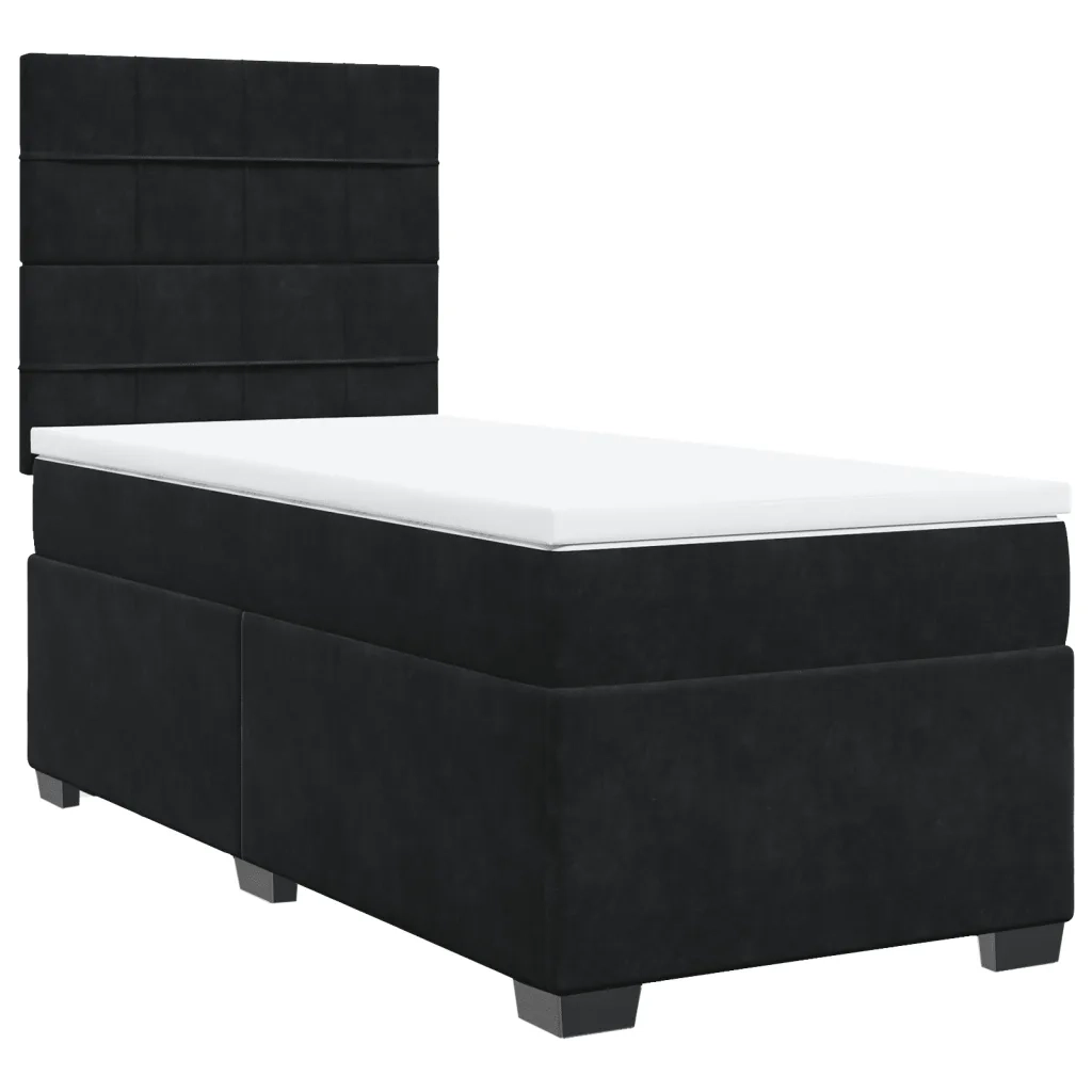 Giroletto a Molle con Materasso Nero 90x200 cm in Velluto 3290812