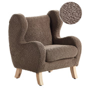 Sedia imbottita in bouclé marrone con braccioli Sedile per bambini Design moderno