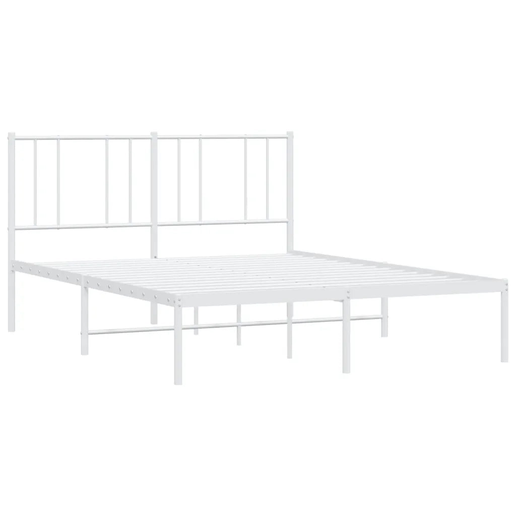 Giroletto con Testiera-Struttura Letto con testiera Metallo Bianco 140x190 cm 125318