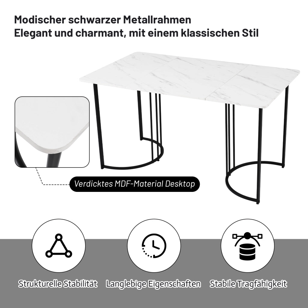 Tavolo da pranzo set con sedie in velluto, gambe in metallo, stile moderno minimalista, per cucina e soggiorno