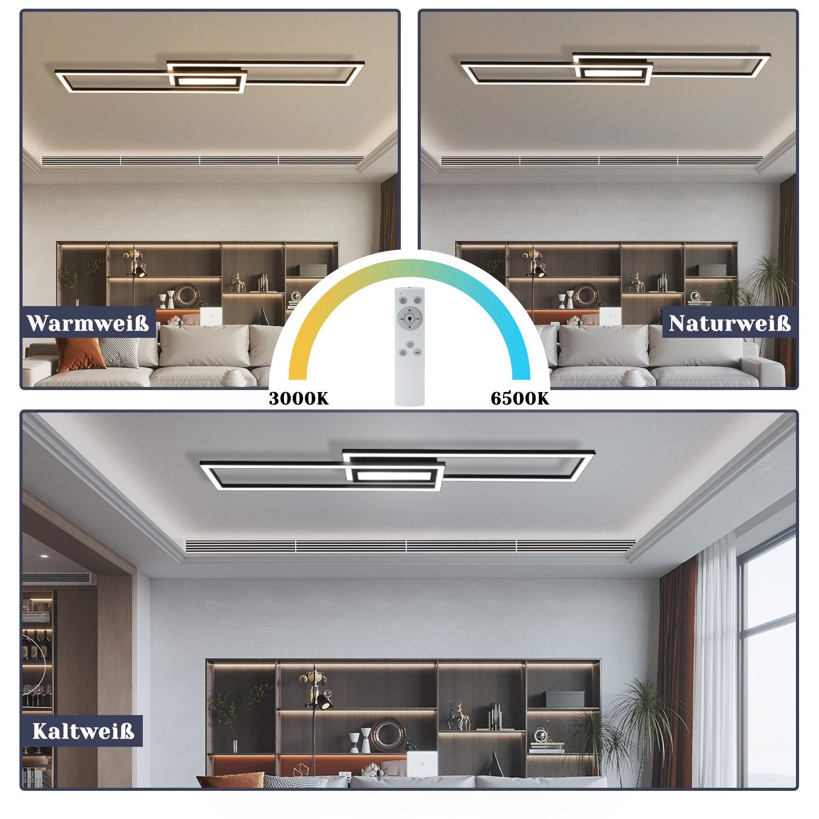 ZMH Lampada da soffitto plafoniera LED geometrica 50W dimmerabile telecomando