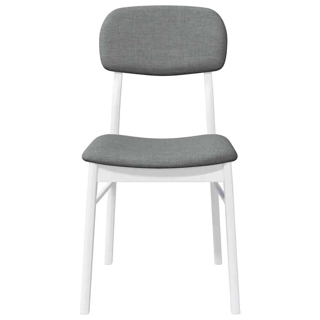 Sedie da Pranzo con Cuscini 2 pz Bianco Legno Massello di Hevea