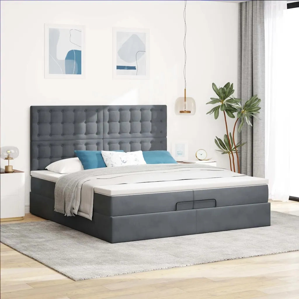 Struttura Letto Pouf con Materassi 200x200 cm Velluto 3313638
