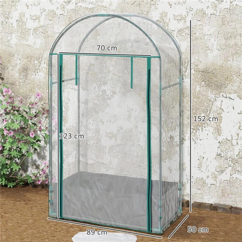 SERRA A PARETE CON SACCO PER PIANTE E INGRESSO AVVOLGIBILE IN ACCIAIO E PLASTICA 89X50X152 CM TRASPARENTE