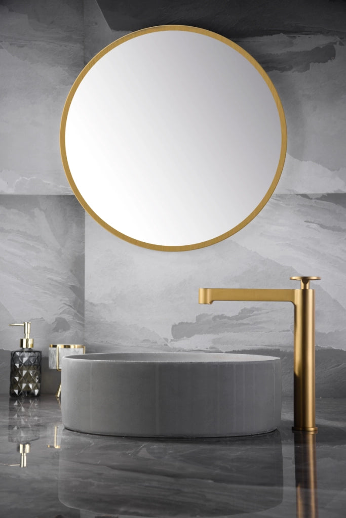 IMEX Miscelatore monocomando alto per lavabo in ottone con finitura oro spazzolato cartuccia ceramica Ø26 mm TOP 2 flessibili 3-8 inclusi altezza 272 mm modello Imex-BDC033-3OC