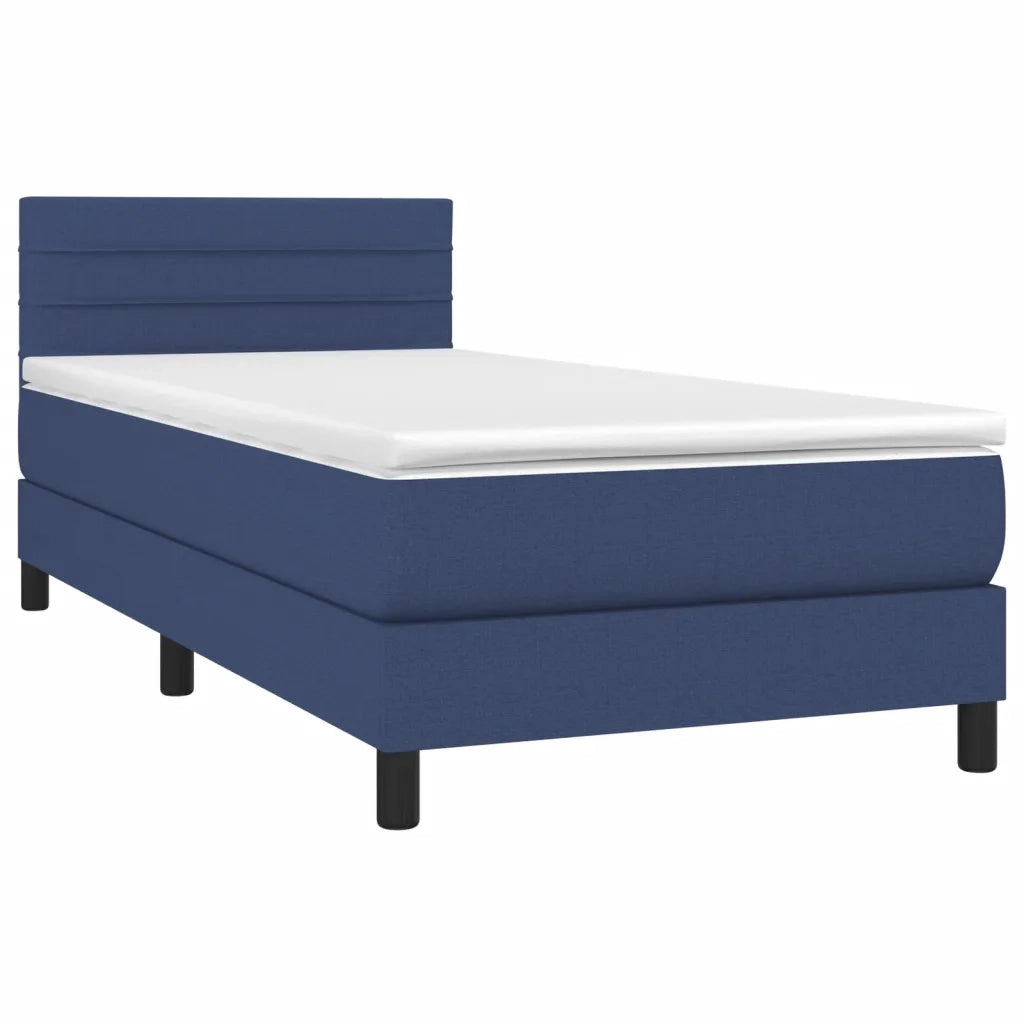 Letto a Molle con Materasso e LED-Struttura Letto con Materasso Blu 90x190 cm in Tessuto 960084