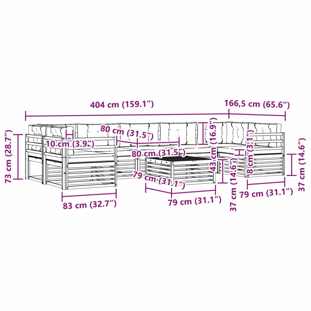Set di divani da esterno con cuscino 8 pcs Naturale e Crema 3373160