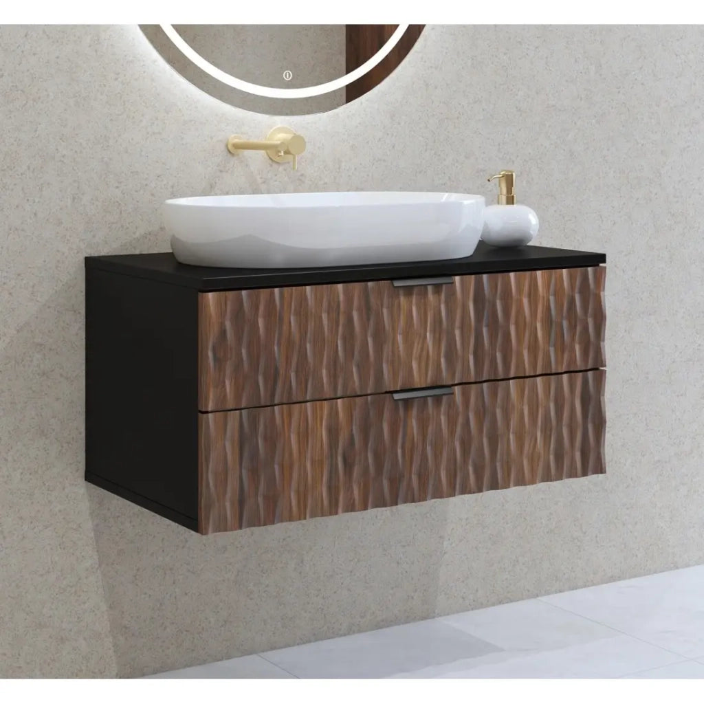 Mobile sottolavabo collezione KING - Rovere scuro e nero - 60 cm
