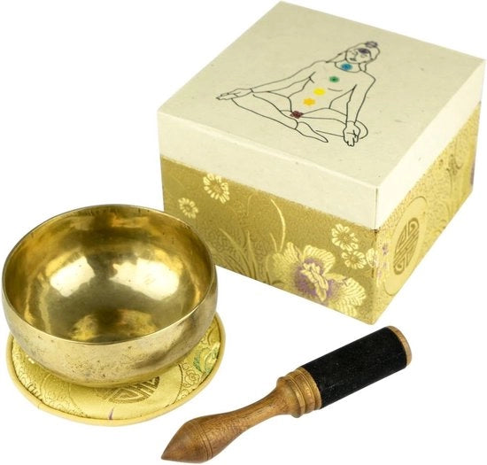 Chakra-scaletta di risonanza in legno con manico di pelle e carta Lokta di Nepal 5034-L per yoga, meditazione e scuola