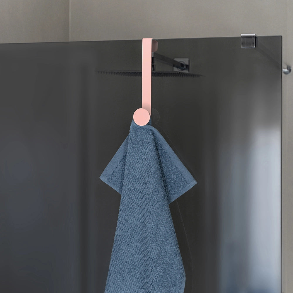 Gancio bagno singolo in acciaio e plastica rosa tondo Fiore