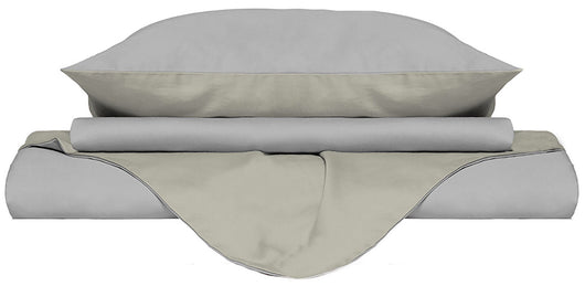 Copripiumino Singolo con Sacco e Federe Doubleface Grigio Chiaro/Panna