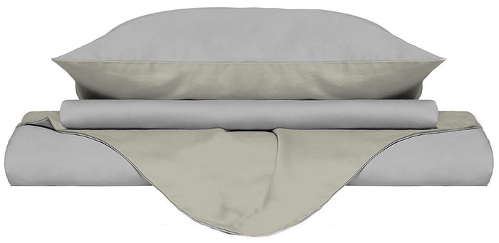 Copripiumino Singolo con Sacco e Federe Doubleface Grigio Chiaro/Panna