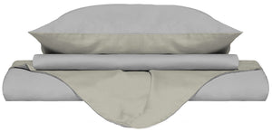 Copripiumino Matrimoniale con Sacco e Federe Doubleface Grigio Chiaro/Panna