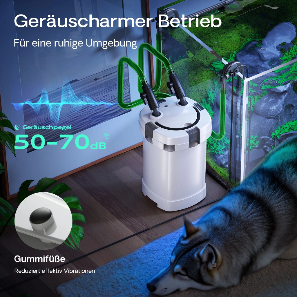 HW-504A Filtro esterno per acquari con pompa 800 l/h, filtro a 4 stadi con mezzi e spugne filtranti inclusi