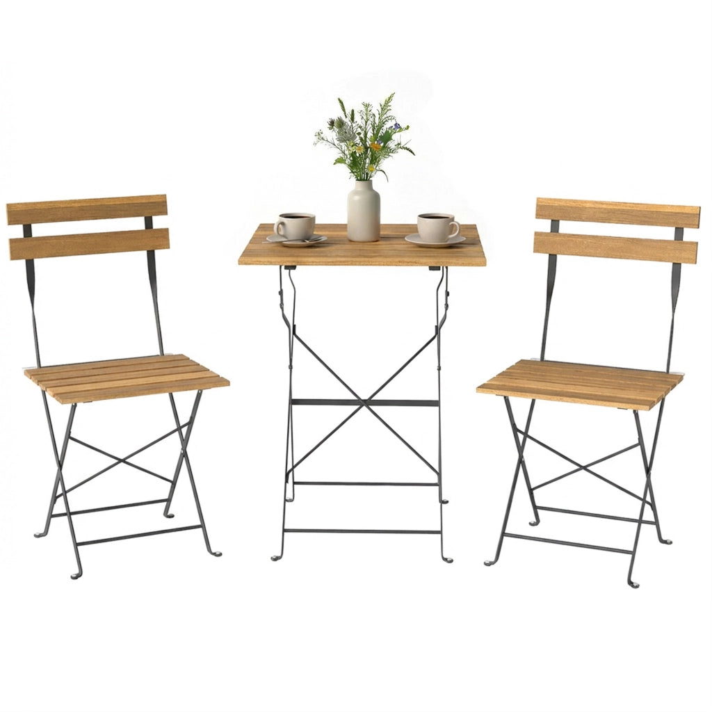 Set Bistrot 3 Pezzi ¨C Minimal ¨C Legno di Acacia, Naturale, 55x55x71 cm