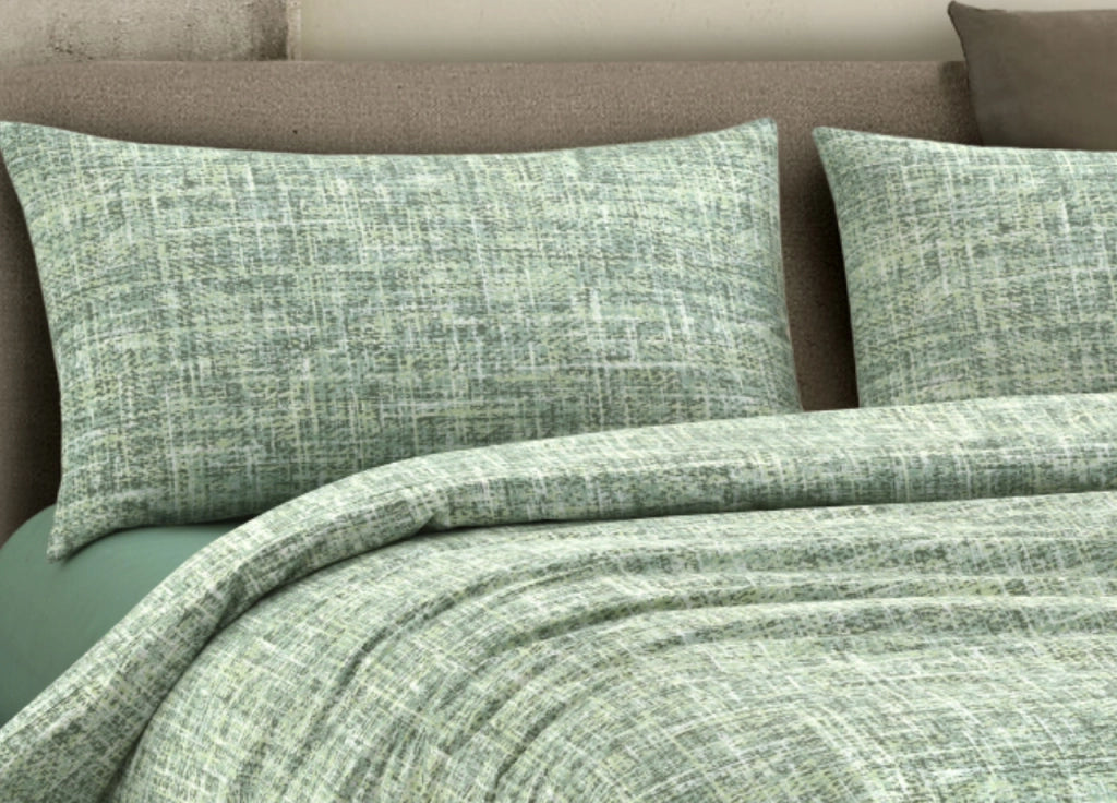 Copripiumino Sacco Piumone 100% Cotone Made In Italy Disegno Canva - Matrimoniale - Verde
