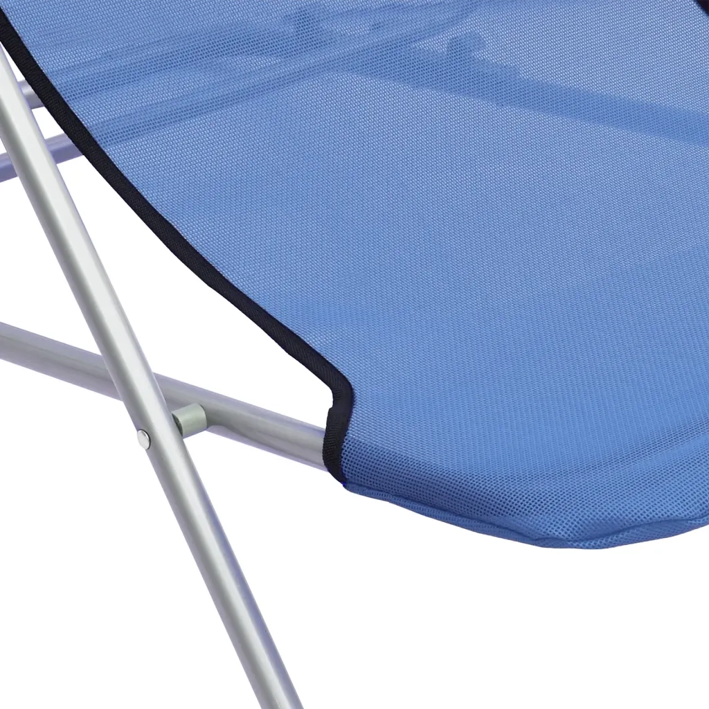 Lettino Prendisole | Sedie Pieghevoli 2 pz Blu in Textilene e Acciaio Verniciato