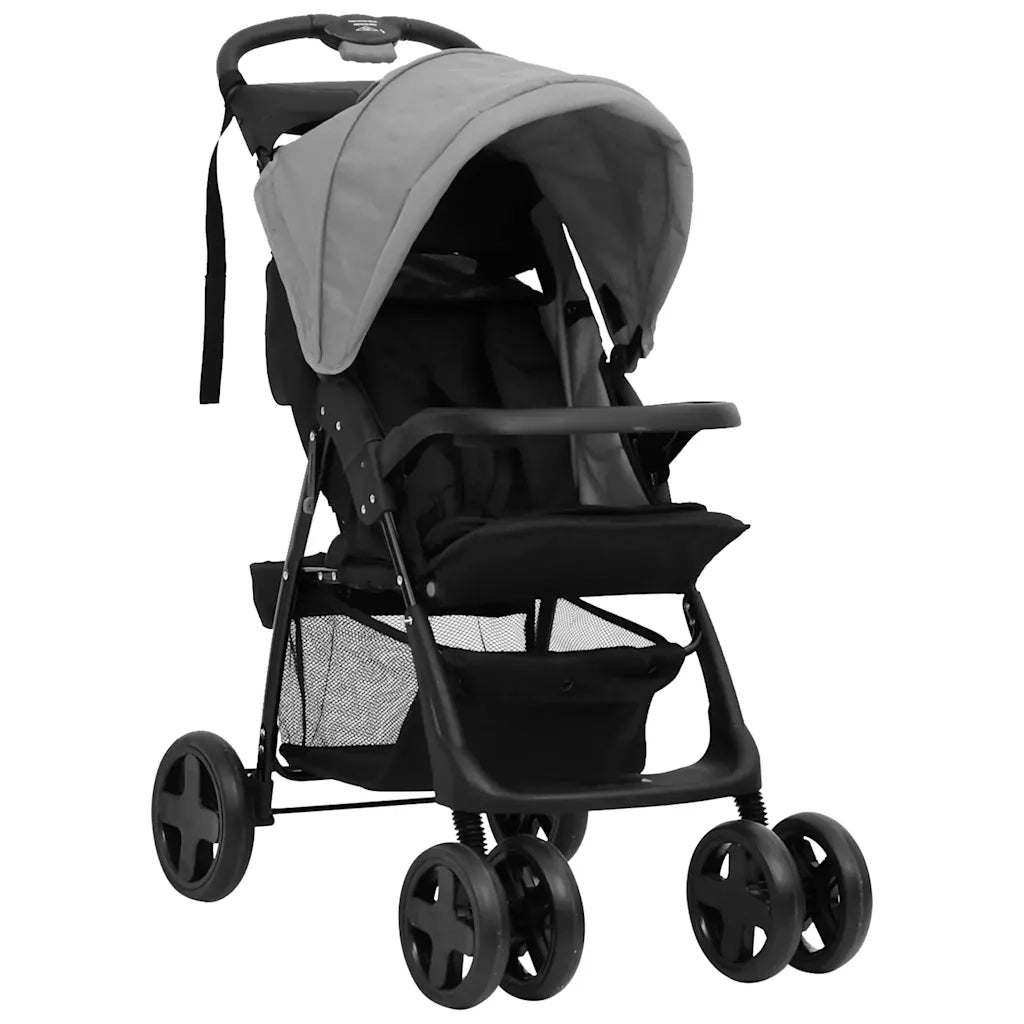 Passeggino 3 in 1 Grigio Chiaro e Nero in Acciaio 10389