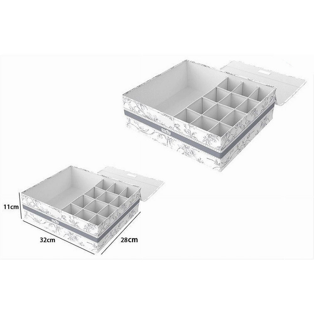 Trade Shop - Organizer Armadio 12+1 Scomparti Scatola Salvaspazio 32x28x11 Cm Fantasia 87324 -