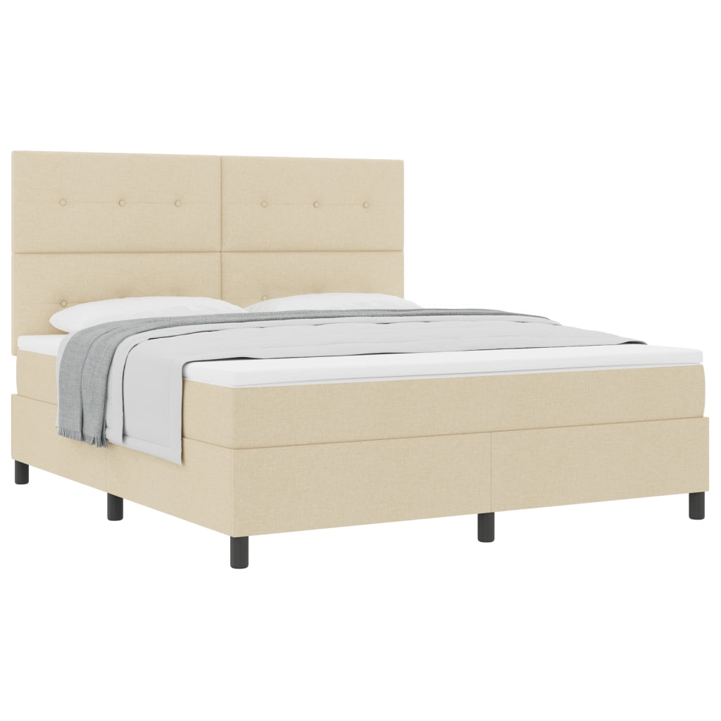 Letto Box Spring con Materasso Crema Super King Tessuto
