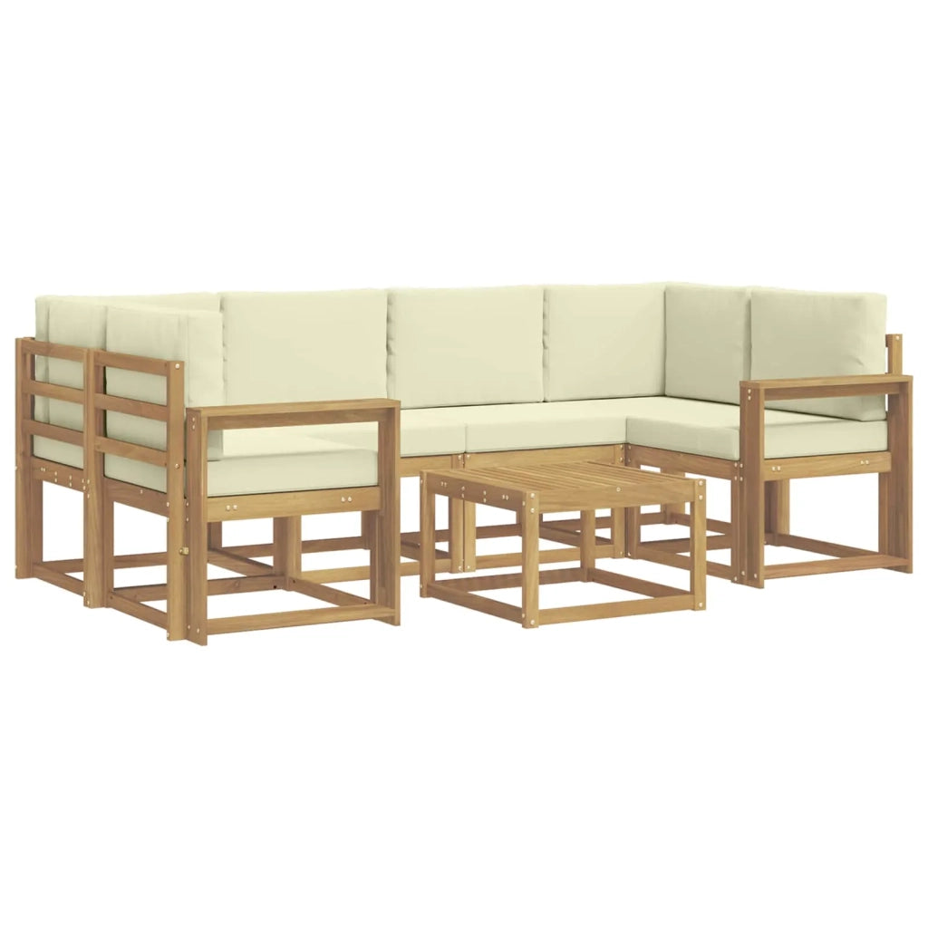 Set di divani da esterno con cuscino 7 pcs Bianco e Crema