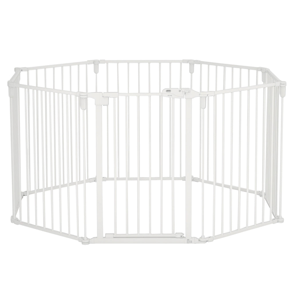 Recinto per Cani 8 Pezzi Pieghevole con Porta ¨C zephmum ¨C Bianco 60x76 cm