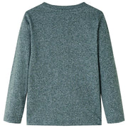 Maglietta Bambino Maniche Lunghe Verde Scuro Mélange 140 12828