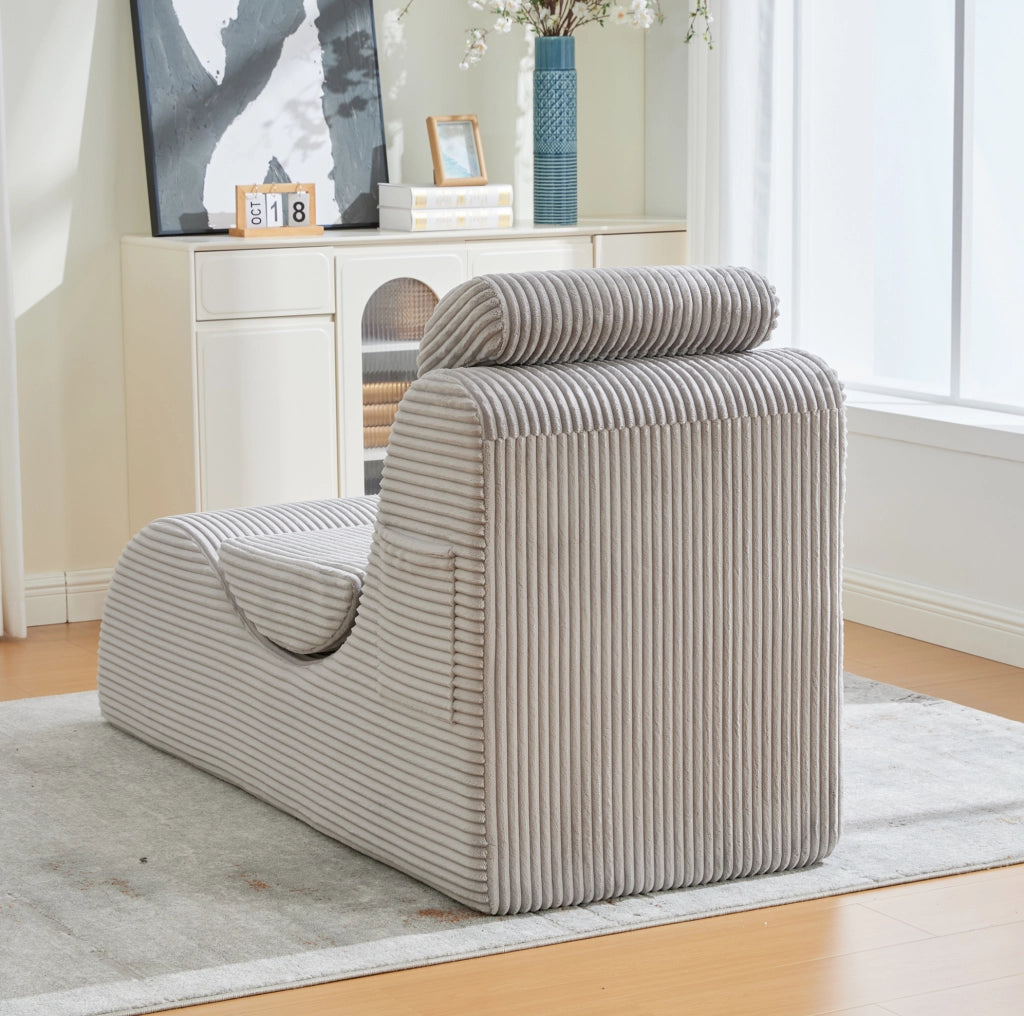 Poltrona relax ergonomica in velluto a coste grigio chiaro