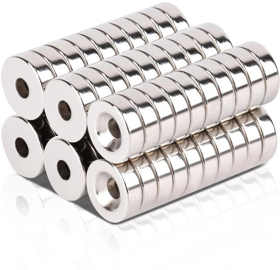 Magnetici MIN CI 10x3mm con foro, 60 magneti con foro di alta intensità e viti M3 con foro per viti magneti rotondi per schienalizzazione magnetica per lavastoviglie, armadietti, magneti nascosti