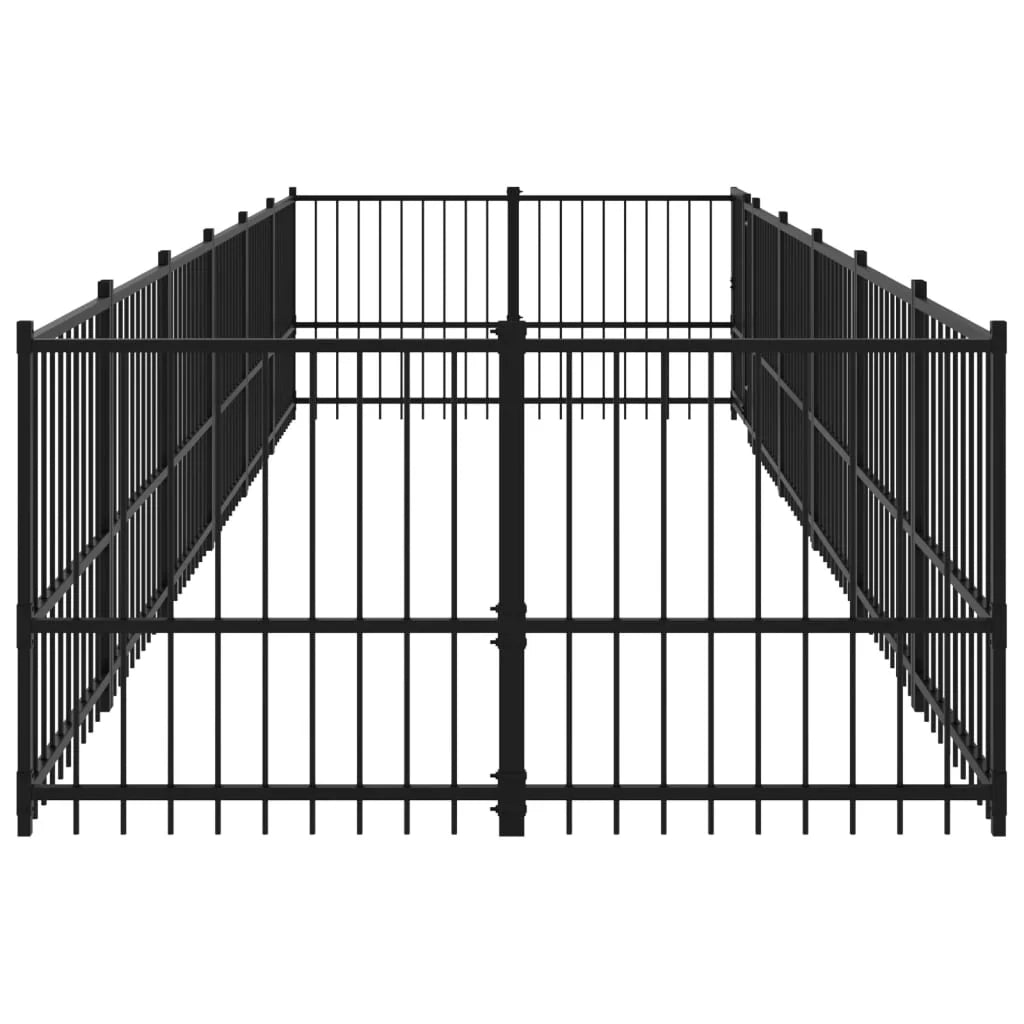 Gabbia per cuccia recinto per animali da esterno per cani in acciaio 11,26 m² nero 02_0041783