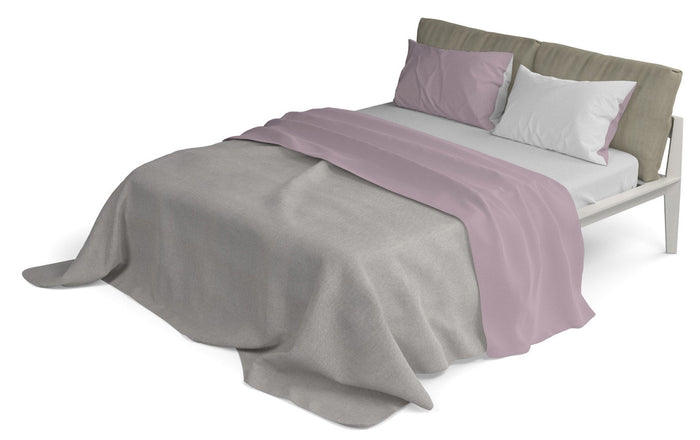 Set Lenzuola Singolo Sopra Sotto e Federe Doubleface Rosa Antico/Grigio Chiaro