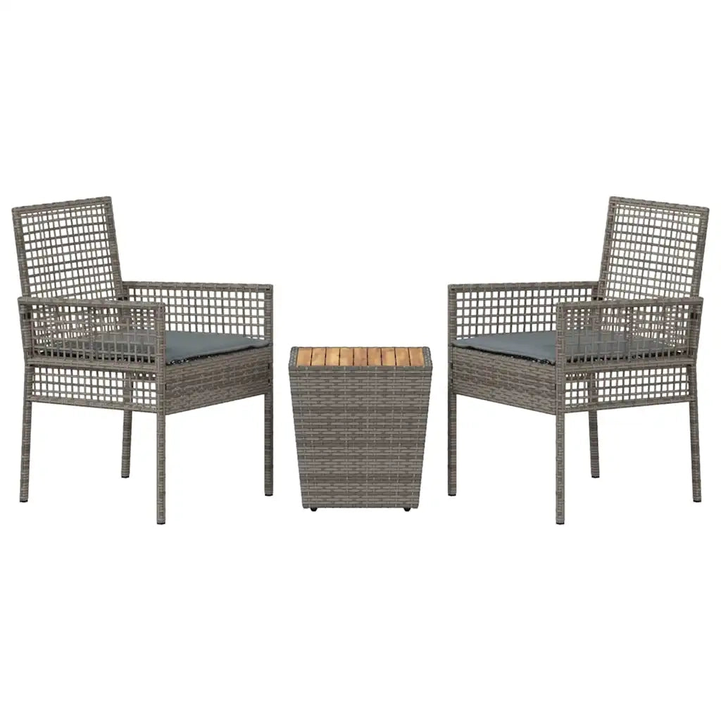 Set Bistro da Giardino 3 pz | Set Salotto da Giardino Grigio polyrattan