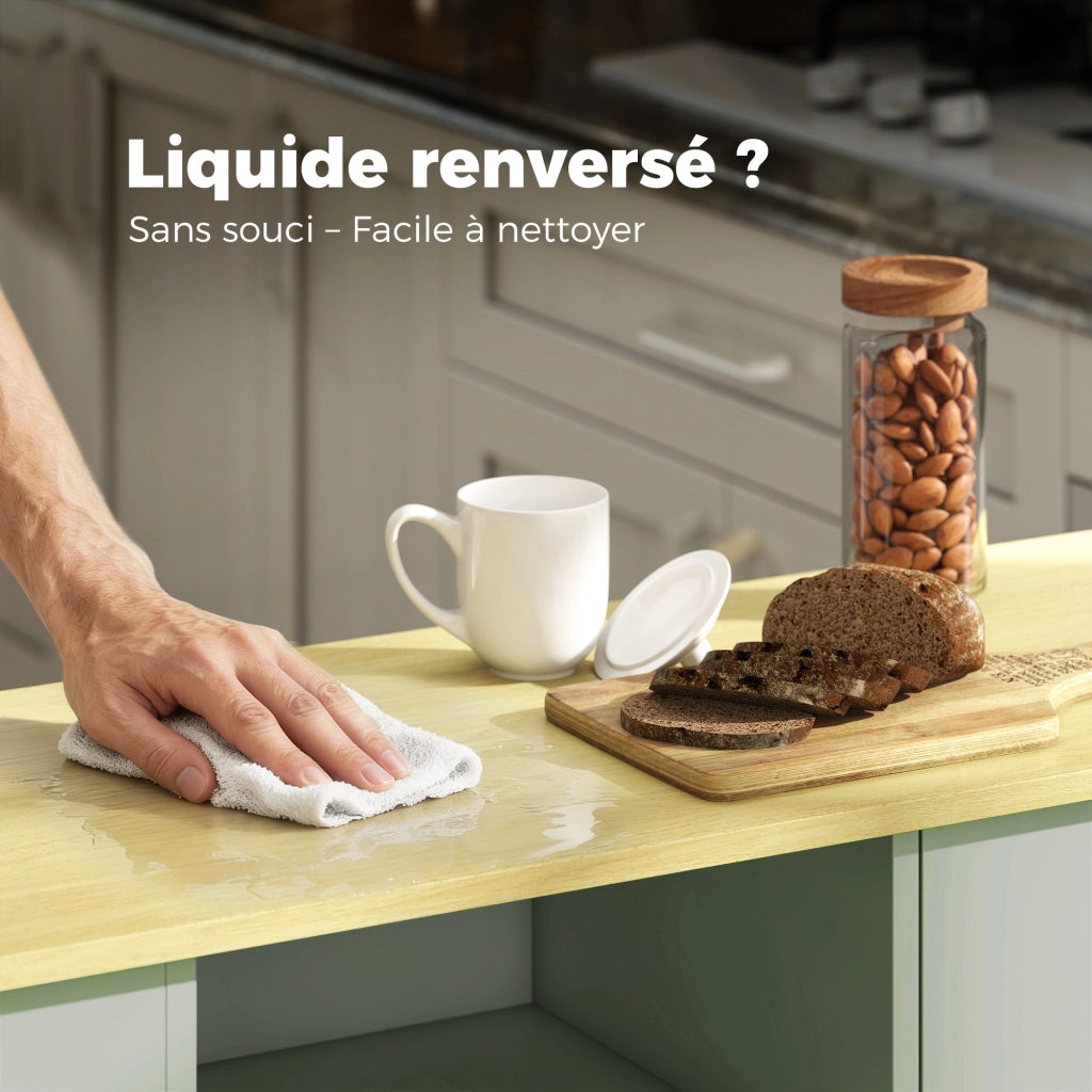 Tavolino da cucina con ruote ¨C zephmum ¨C verde, con cassetto e porta