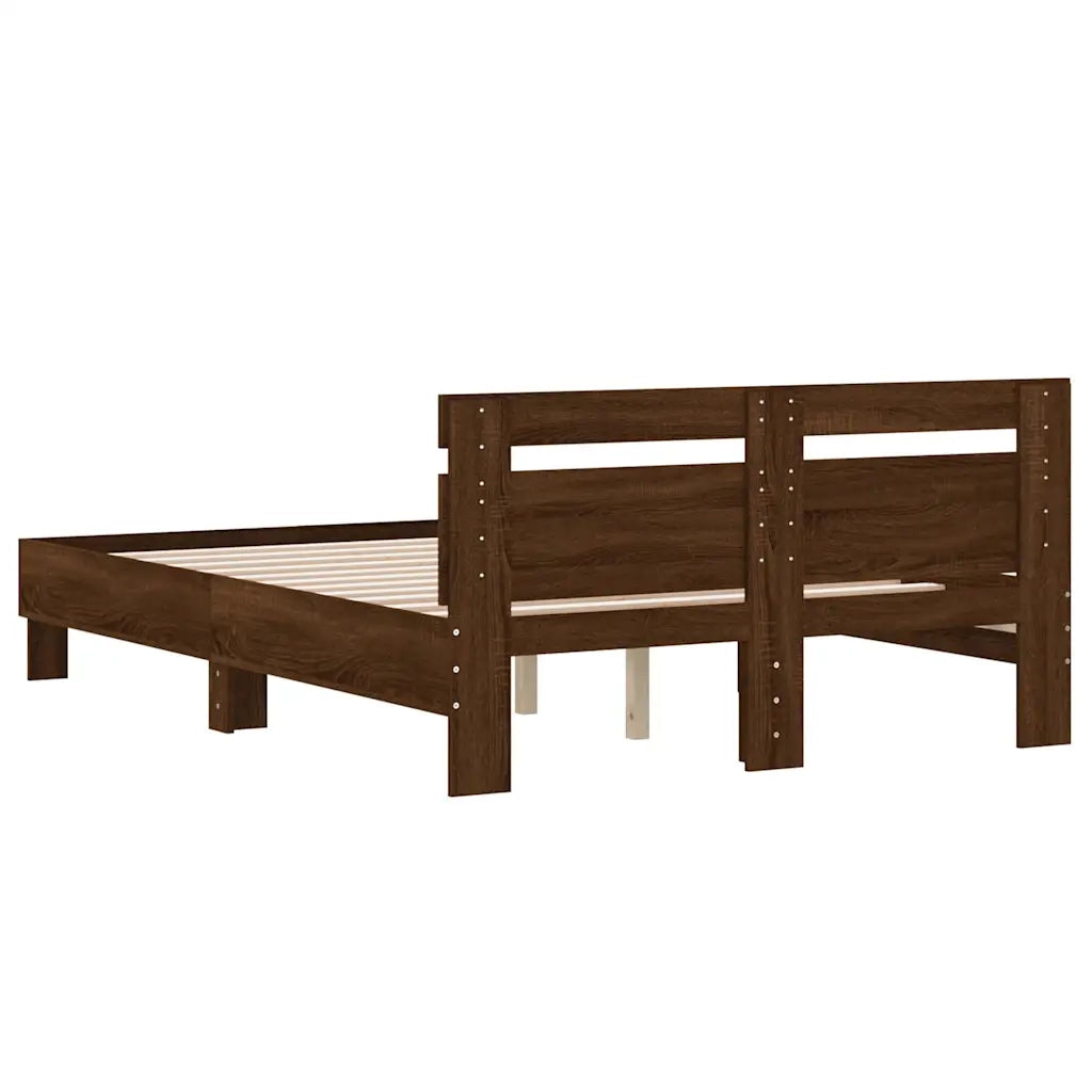 Giroletto Testiera-Struttura Letto Rovere Marrone 135x190 cm Legno Multistrato