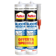 Pattex, Sigillante Universale Trasparente, Silicone, Bi-pack 2x280ml, Adesivo Sigillante