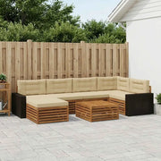 Set di divani da esterno con cuscino 7 pcs Naturale e Beige