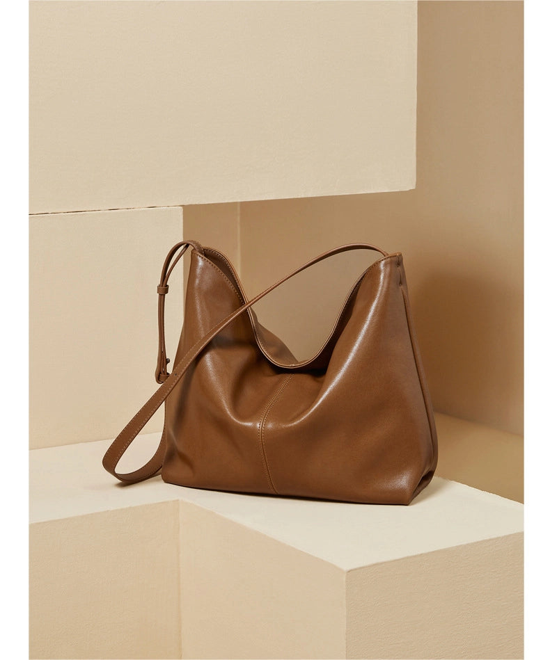 Borsa a tracolla da donna in vera pelle, borsa tote grande, borsetta retr¨°, borsa a mano marrone