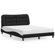 Letto con Materasso Hvar Nero e Bianco 140x190 cm in Similpelle